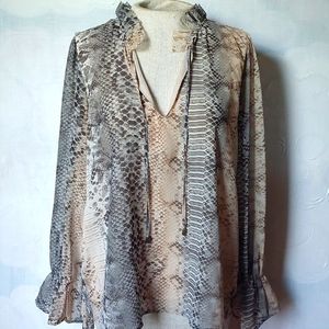 Maven West Snake Animal Print Top Blouse Size Large Anthropologie